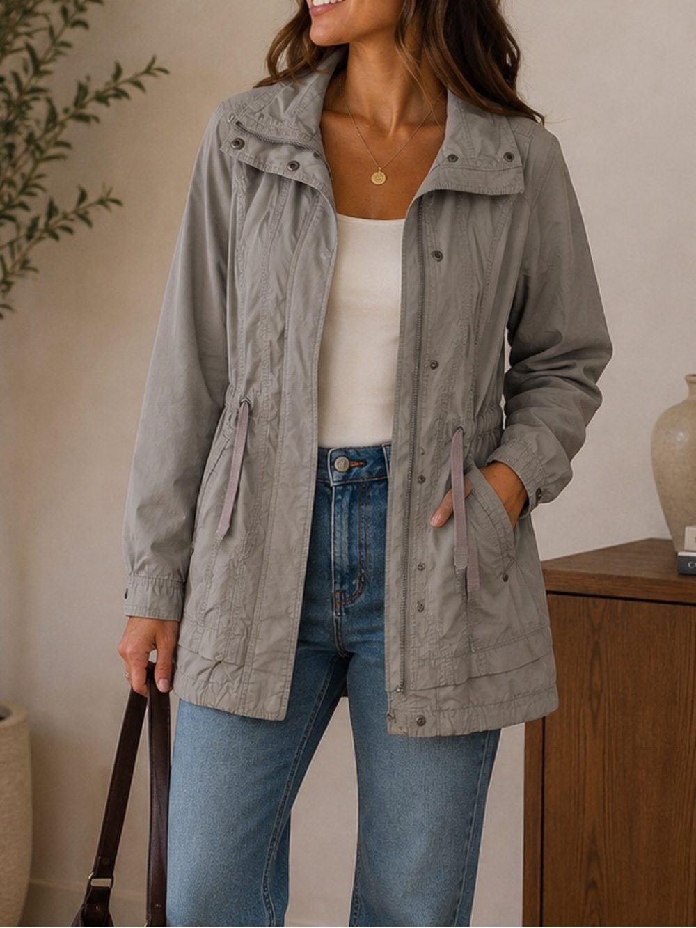 Gray Utility zipper Jacket- MEDIUM